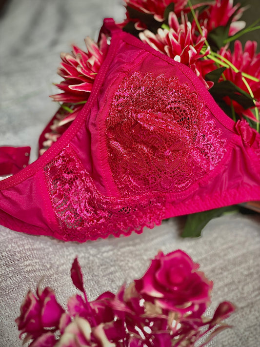 Elezyo Premium Lace Bra & Panty Set | Red • Rani Pink • Dark Maroon